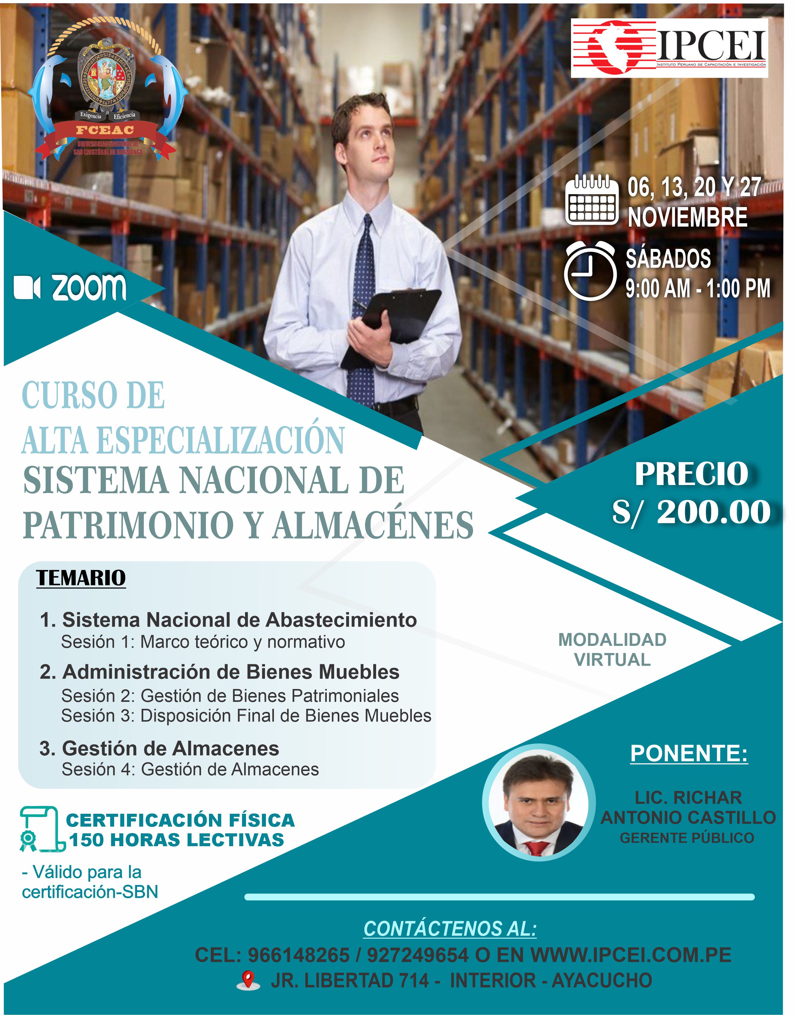 CURSO DE ALTA ESPECIALIZACIÓN SISTEMA NACIONAL DE PATRIMONIO Y ALMACÉNES