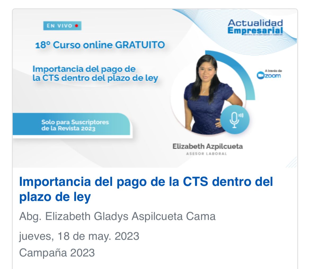 IMPORTANCIA DEL PAGO DE LA CTS DENTRO DEL PLAZO DE LA LEY