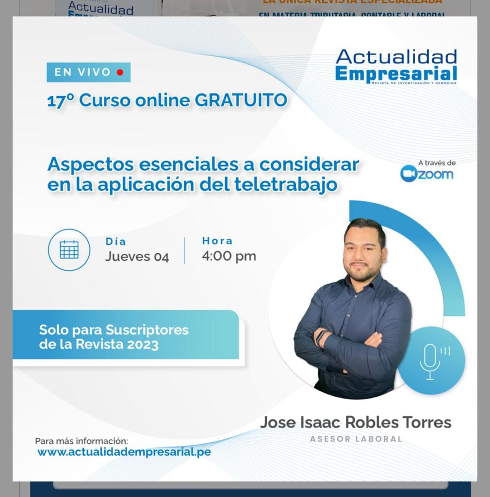 Curso Aspectos Esenciales a Considerar en la Aplicación del Teletrabajo
