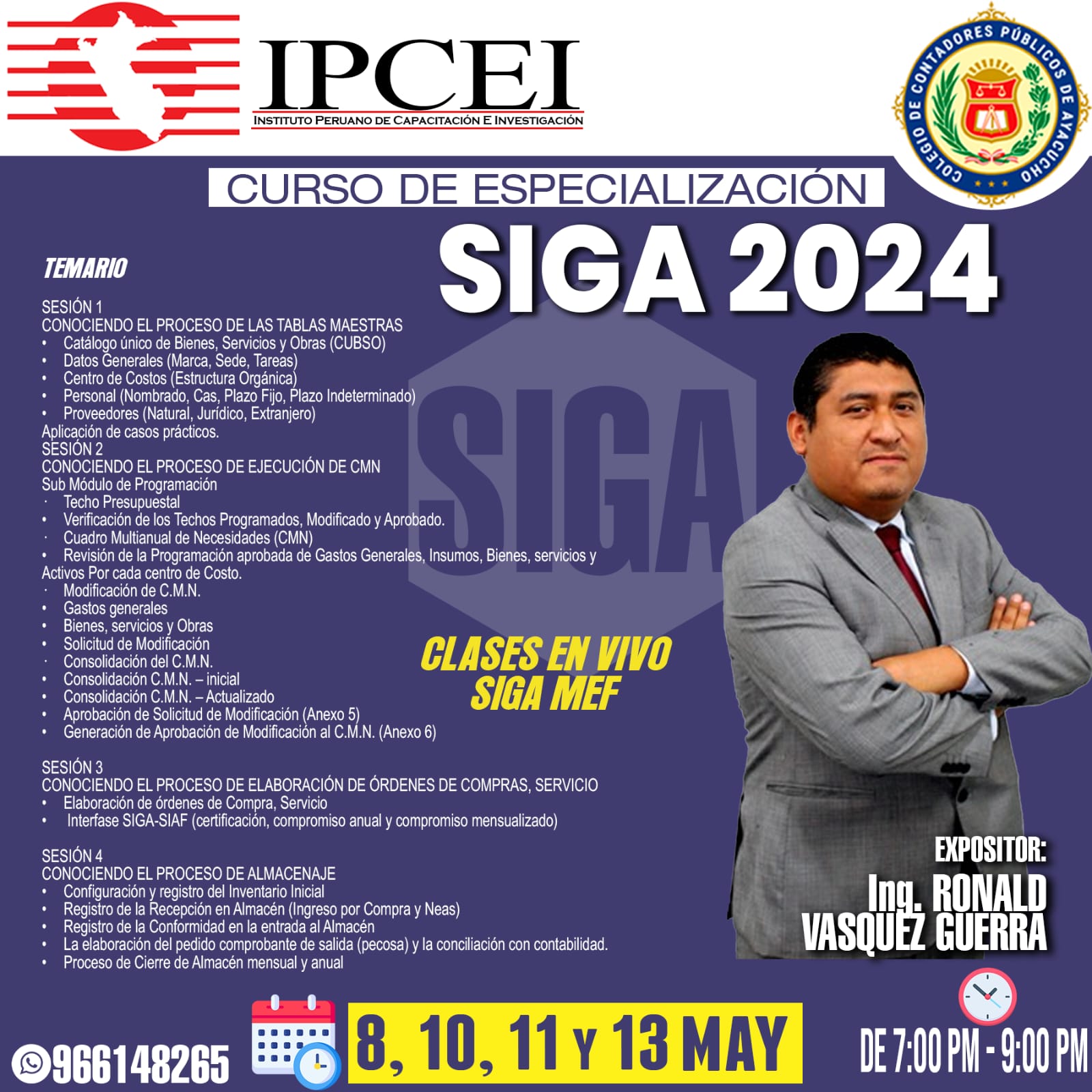 Curso de Especialización en Sistema Integrado de Gestión Administrativa (SIGA MEF) 2024